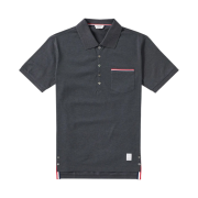 Thom Browne RWB Pocket Trim Pique Polo Shirt Dark Grey