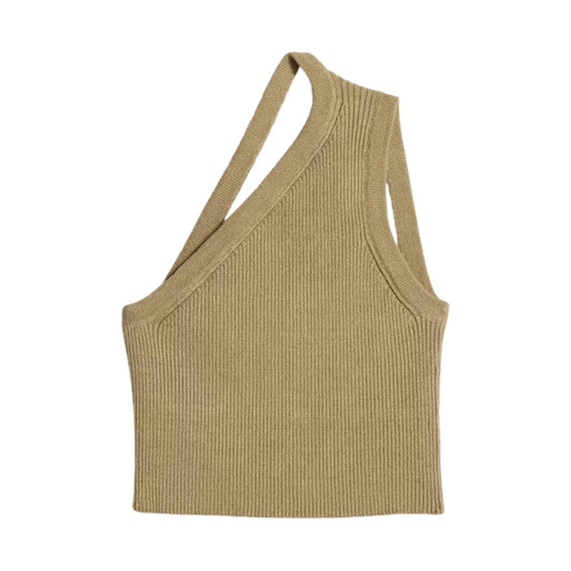 (W) 자크뮈스 라 마이유 아스큐 어시메트릭 크롭 탑 라이트 카키((W) Jacquemus La Maille Ascu Asymmetric Crop Top Light Khaki) - 1