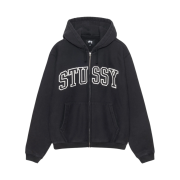 Stussy Outline Zip Hoodie Washed Black
