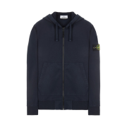 Stone Island 64251 Cotton Fleece Full Zip Hooded Sweatshirt Navy Blue - 22SS
