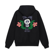 Stussy Skull Crest Zip Hoodie Black