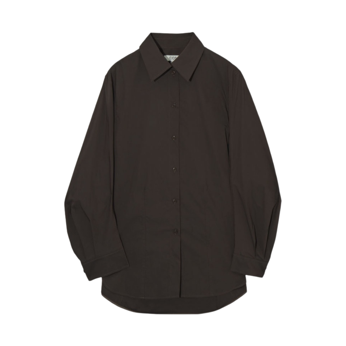 (W) 코스 오가닉 코튼 블렌드 셔츠 다크 브라운((W) COS Organic Cotton Blend Shirt Dark Brown) - 1