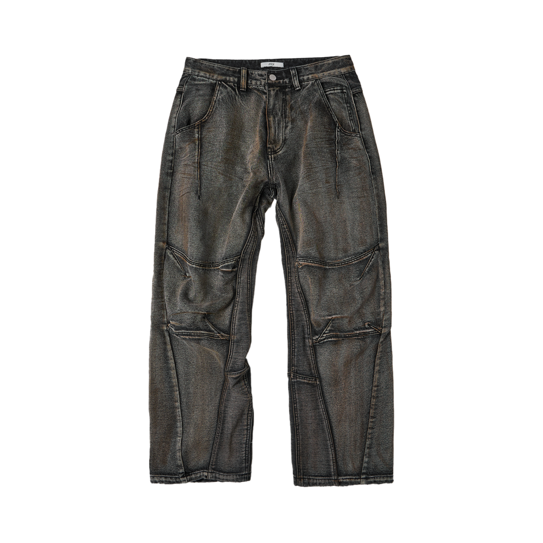 ET2501PT02GR ETCE Curved Panel Denim Pants Gray