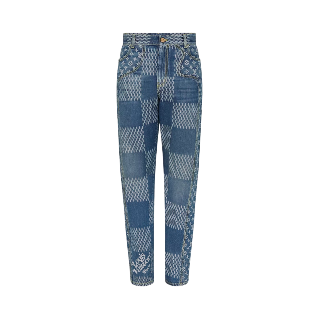루이비통 자이언트 다미에 웨이브 모노그램 데님 팬츠 인디고(Louis Vuitton Giant Damier Waves Monogram Denim Pants Indigo)