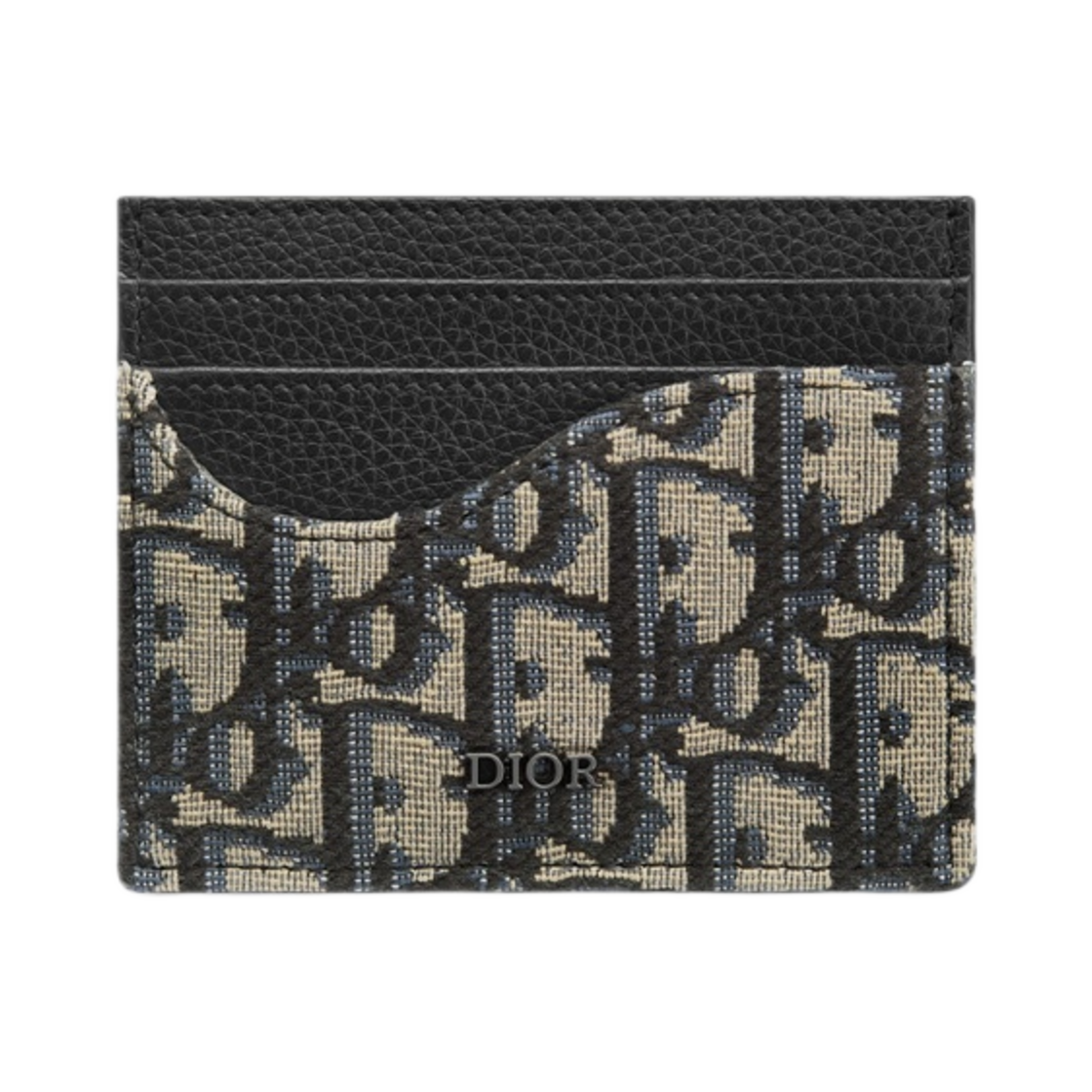 2ADCH164YKS-H05E Dior Saddle Card Holder Black Grained Calfskin Beige Black Dior Oblique Jacquard