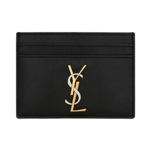 Saint Laurent Cassandre Card Case in Lambskin Black