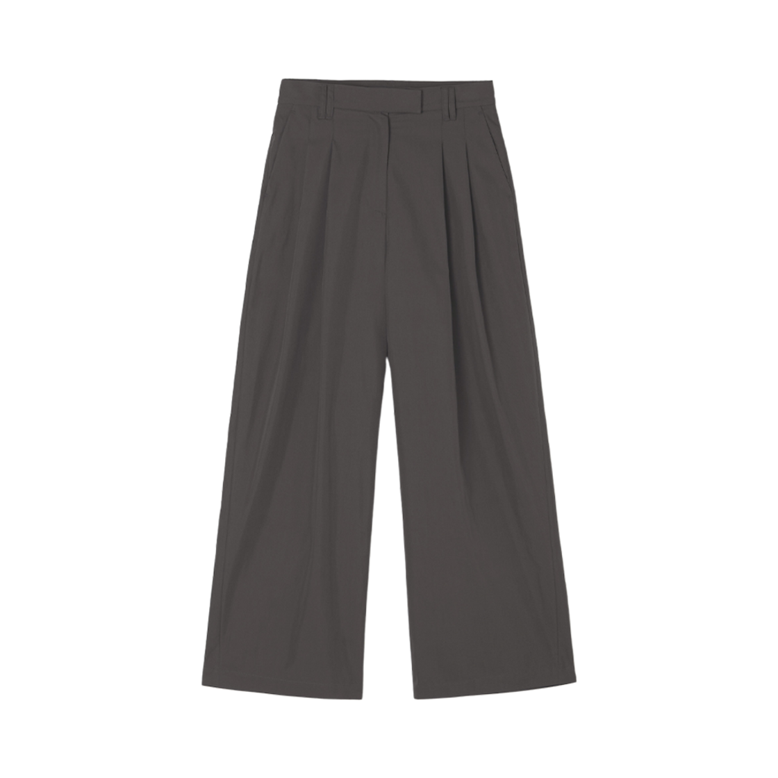 - (W) Aviemuah Cotton Nylon Wide Leg Trousers Dark Gray