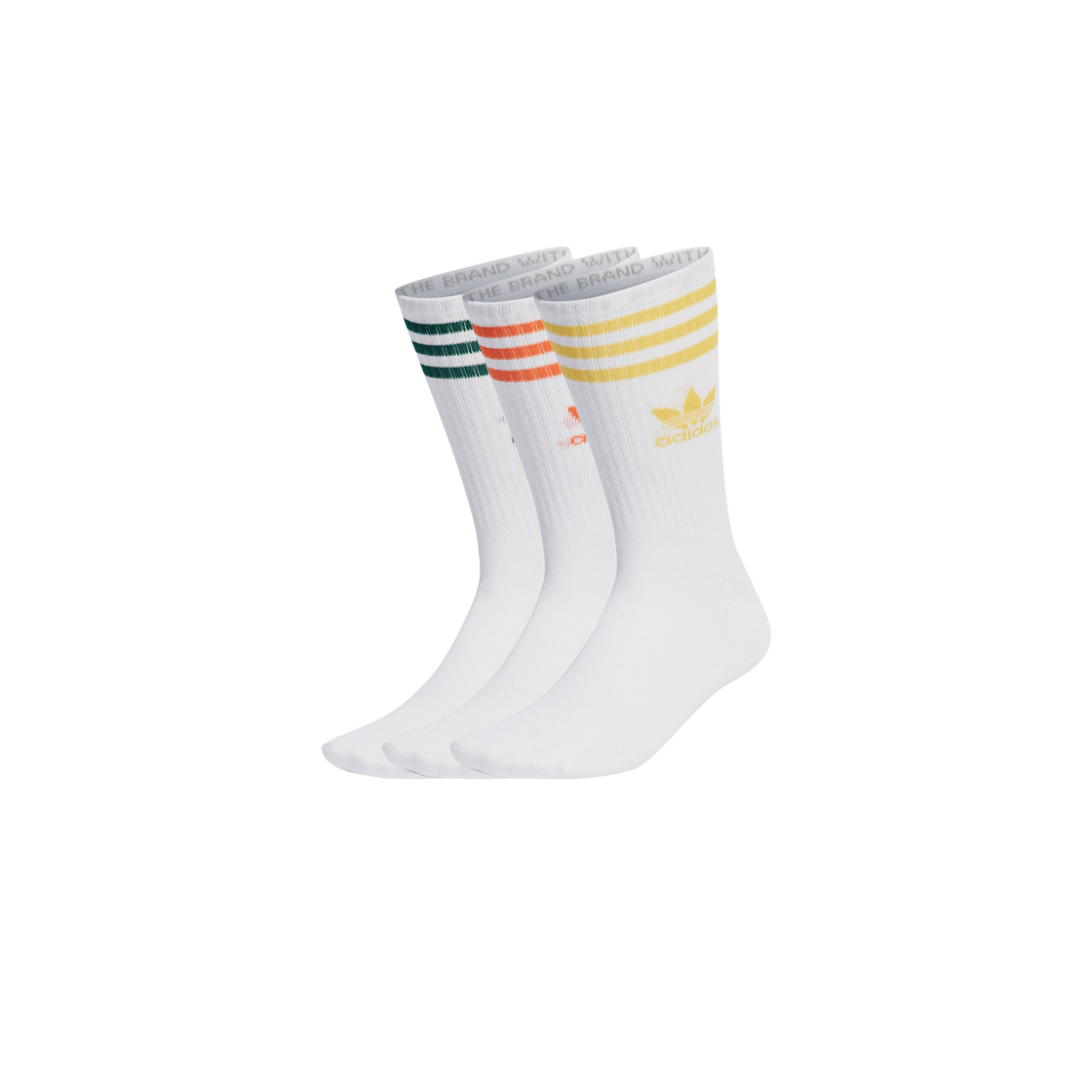 IU2661 Adidas Originals Mid Cut Crew Socks White Bold Gold (3 Pack)