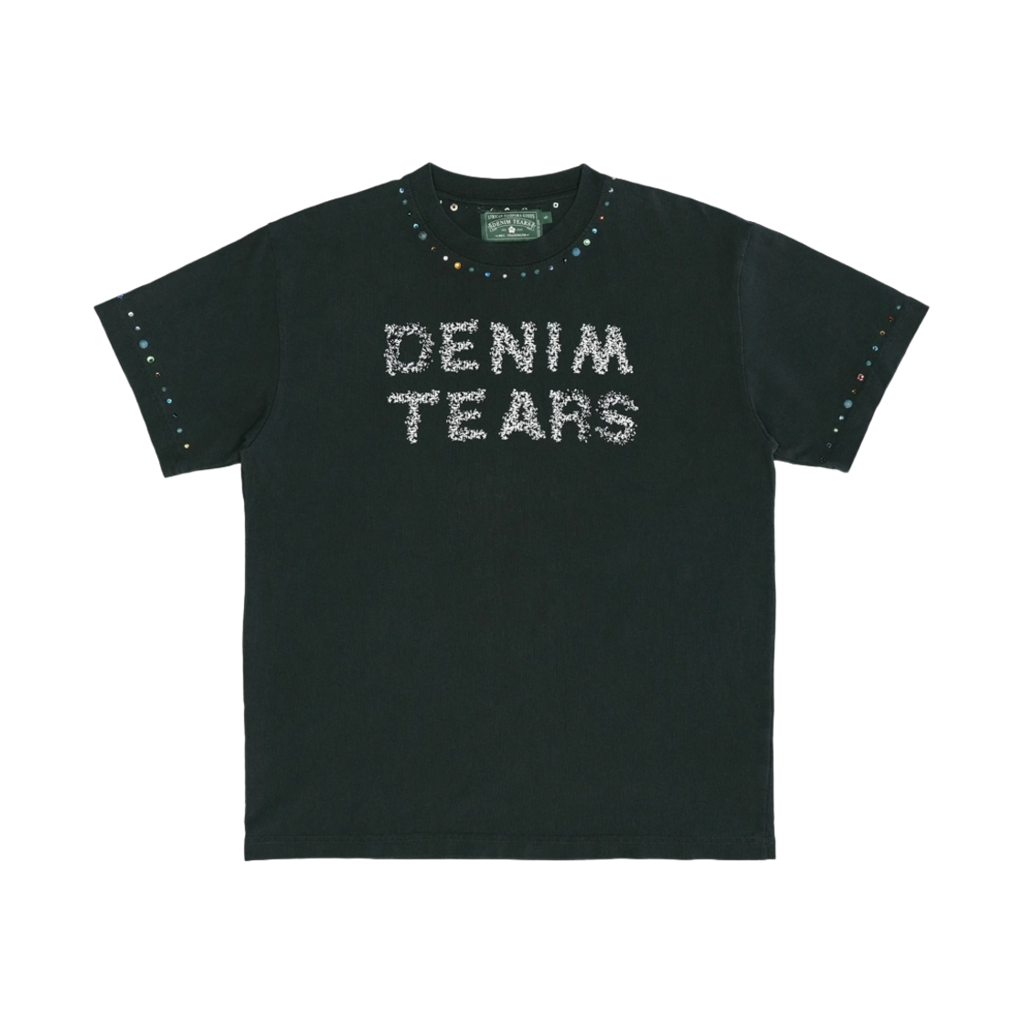 데님 티어스 라인스톤 스터드 티셔츠 빈티지 블랙(Denim Tears Rhinestone Studded T-Shirt Vintage Black) - 1