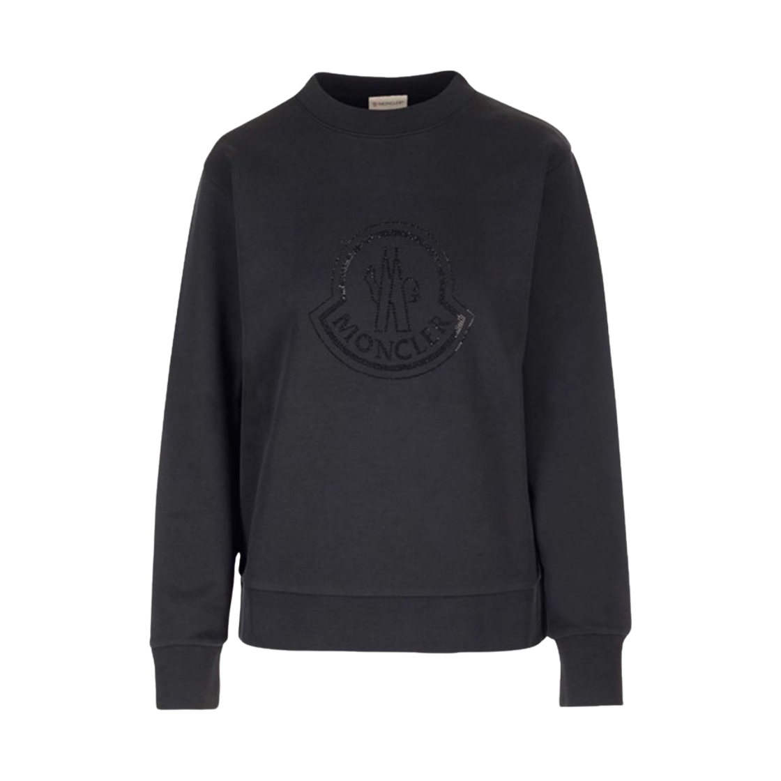 (W) 몽클레르 크리스탈 로고 코튼 스웨트셔츠 블랙 - 23FW((W) Moncler Crystal Logo Cotton Sweatshirt Black - 23FW)