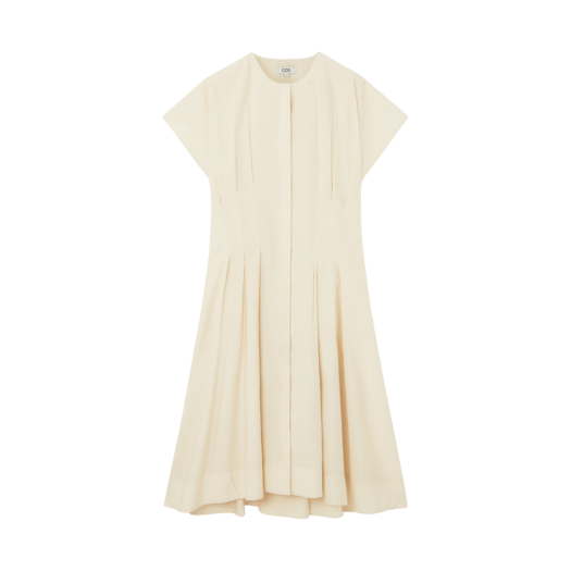 1230558001 (W) COS Waisted Pleated Midi Dress Ivory