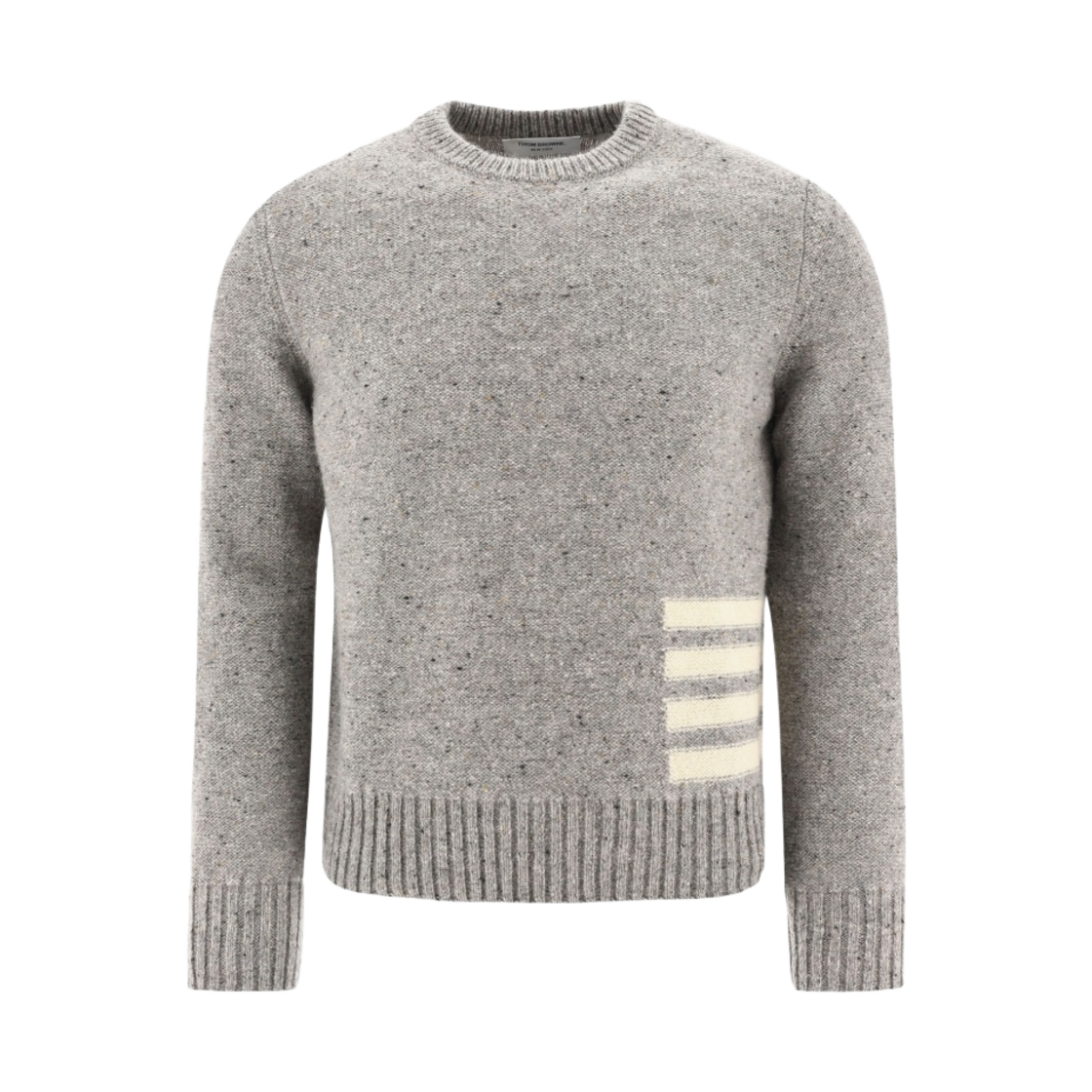 톰브라운 저지 스티치 도네갈 사선 크루넥 풀오버 라이트 그레이(Thom Browne Jersey Stitch Donegal 4-Bar Crewneck Pullover Light Grey)