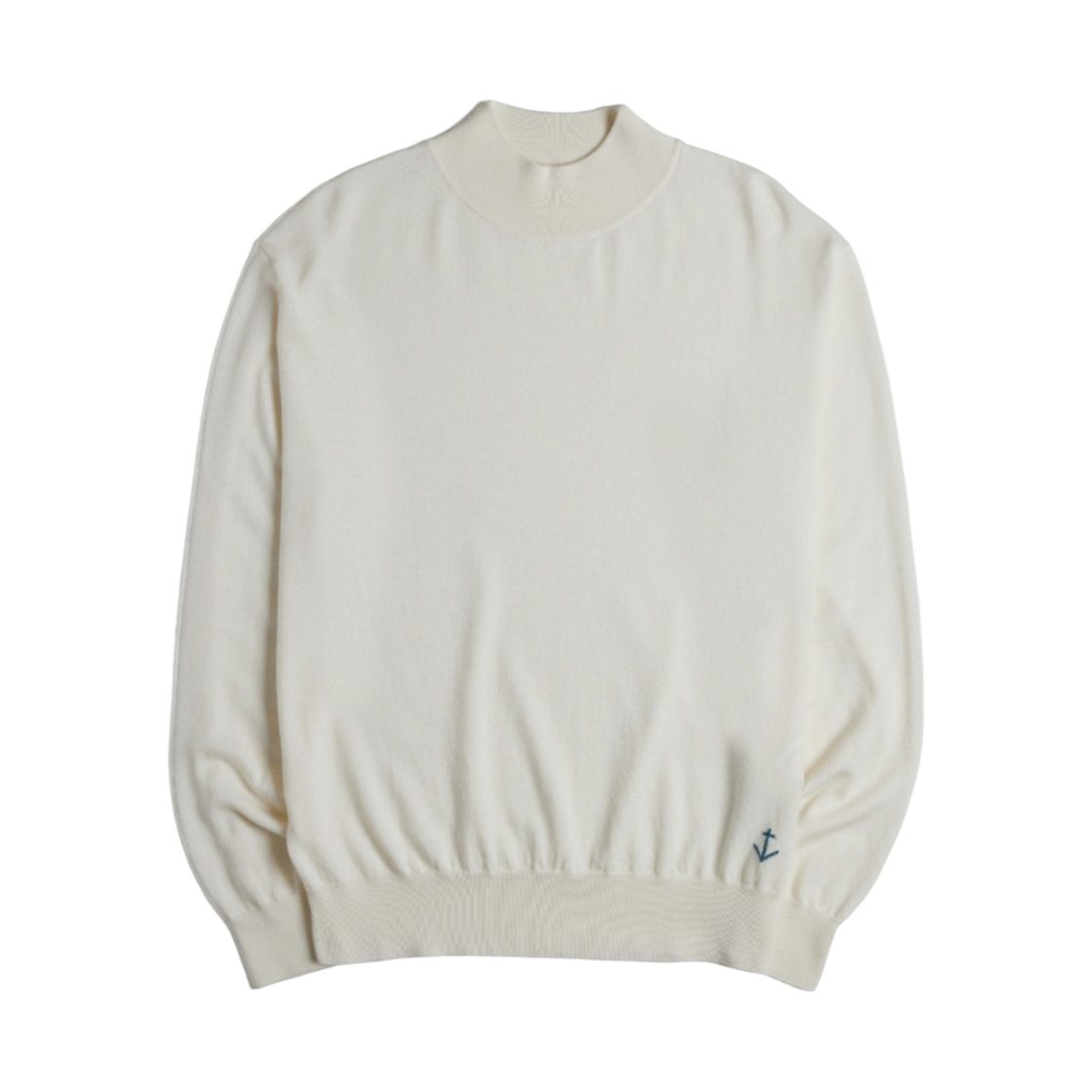 - Guernsey Woollens Superfine Merino Wool Knit Mock Neck Off-White