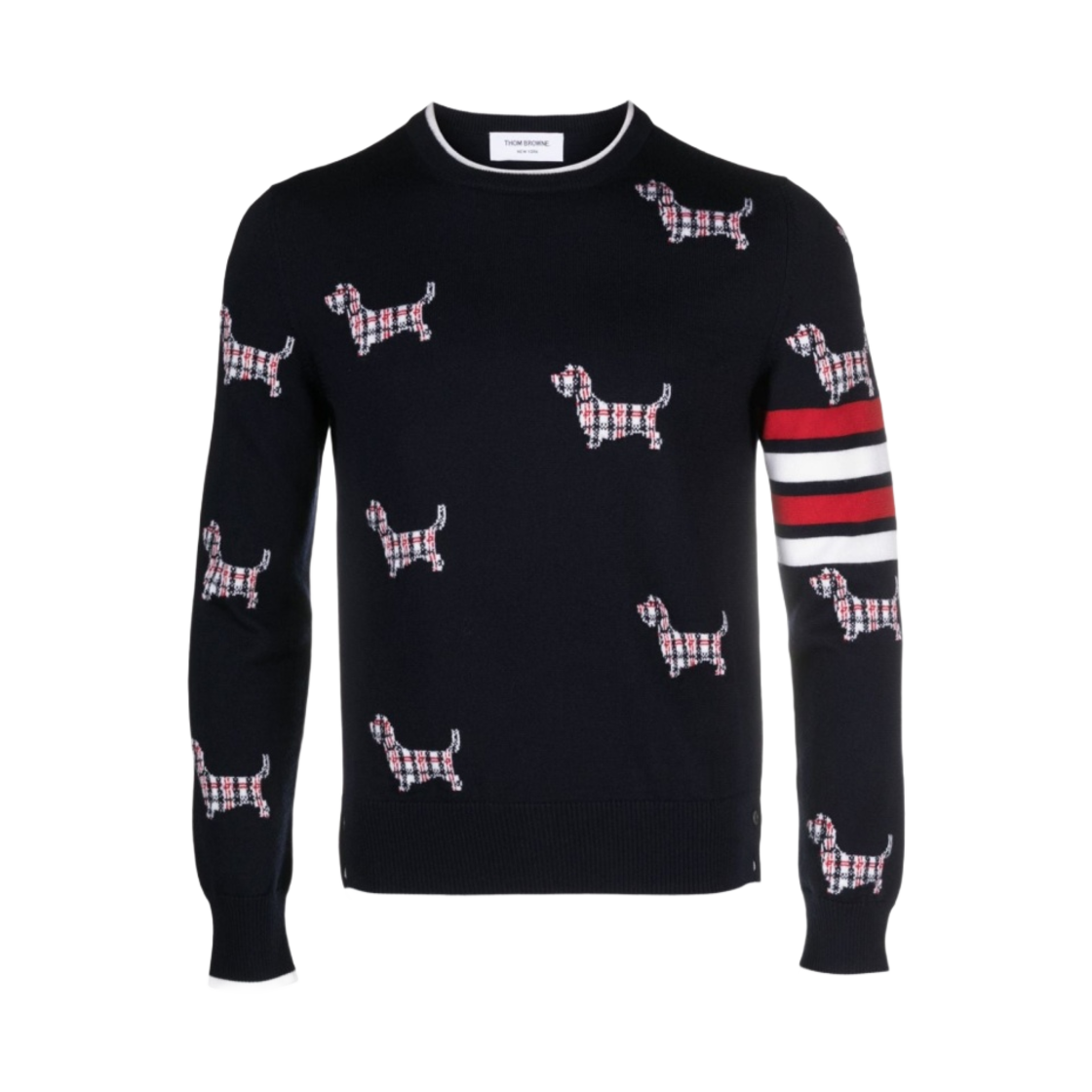MKA490B-Y1002-415 Thom Browne Wool 4-Bar Relaxed Hector Pullover Navy