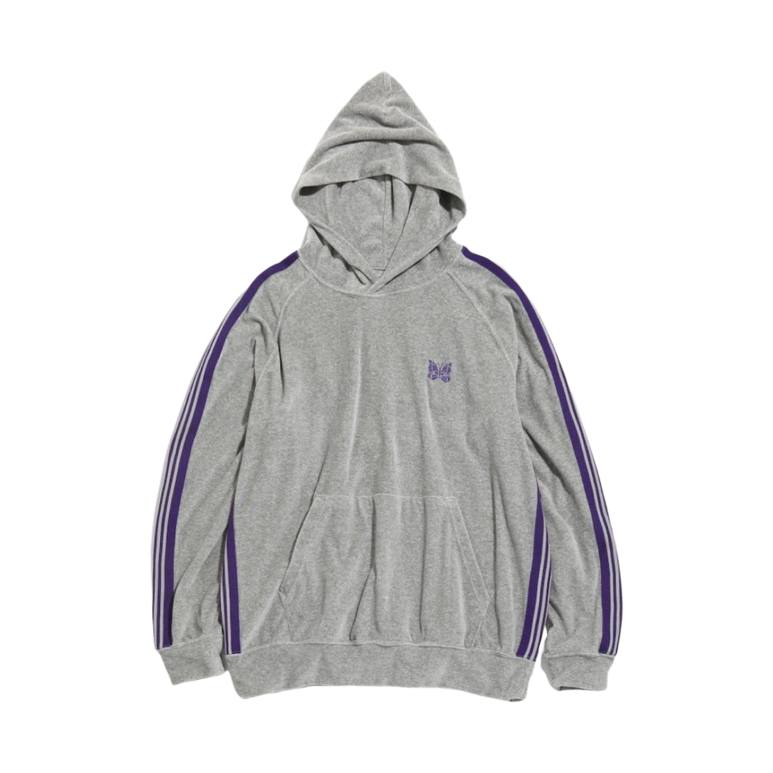 니들스 트랙 후드 벨루어 헤더 그레이