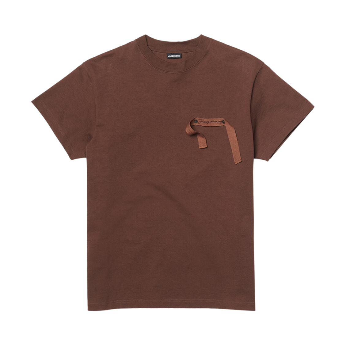 자크뮈스 르 티셔츠 그로 그레인 그로그랭 로고 티셔츠 브라운(Jacquemus Le T-Shirt Gros Grain Grosgrain Logo T-Shirt Brown) - 1