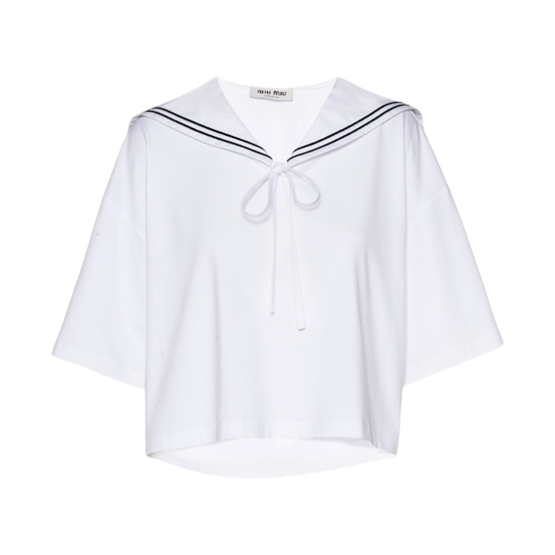 (W) 미우 미우 자수 코튼 티셔츠 화이트