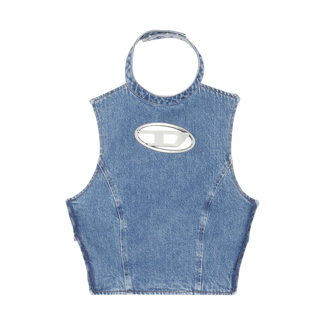 (W) 디젤 De-테아-프린지 슬림 핏 오픈백 데님탑 미디움 블루