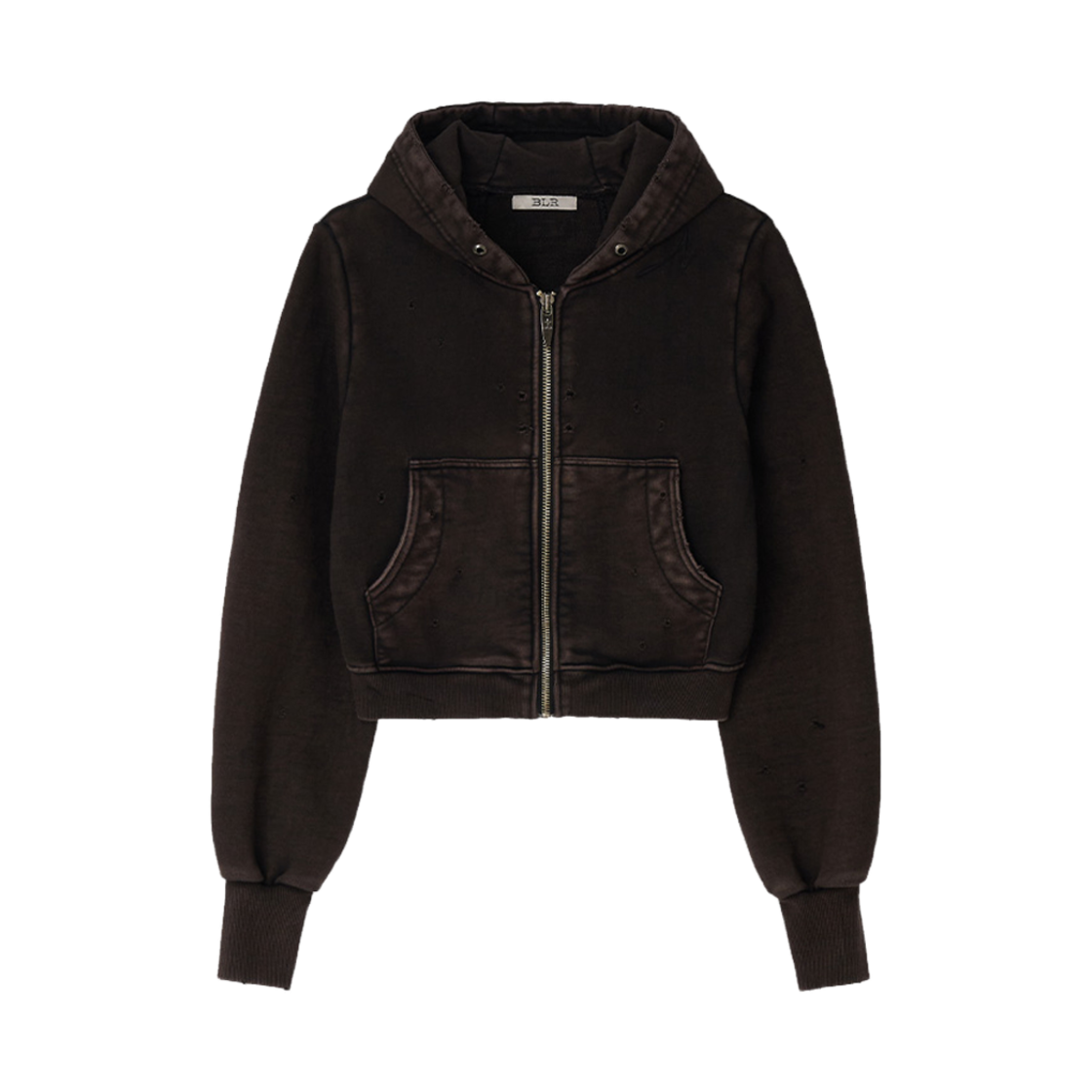 BLR2D06HD01-AG [KREAM 단독] (W) BLR Grunge Punched Washing Hoodie Zip-Up Ash Grey