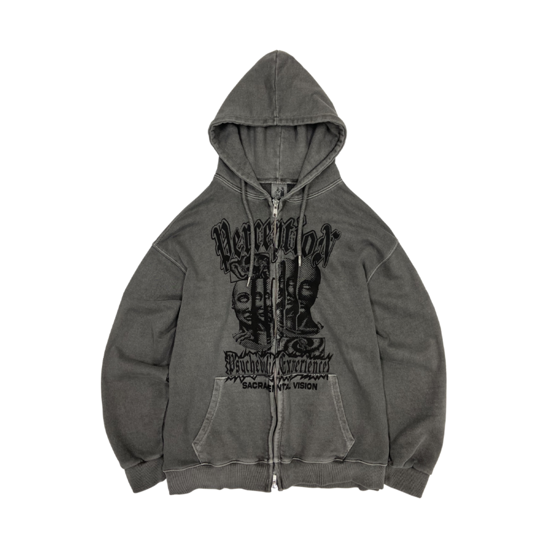 디파이클럽로버스 더 도어즈 오브 펄셉션 후드 집업 피그먼트 차콜(DEFYCLUBROBBERS The Doors Of Perception Hoodie Zip-Up Pigment Charcoal) - 1