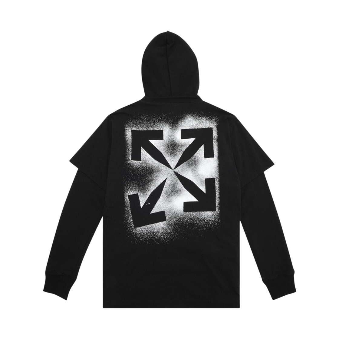 오프화이트 스텐실 더블 티셔츠 후드 블랙 화이트(Off-White Stencil Double T-Shirt Hoodie Black White) - 2