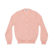 Play Comme des Garcons Small Red Heart On The Sleeves Cardigan Light Pink