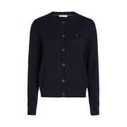 (W) Tommy Hilfiger Cable Knit Round Neck Cardigan Desert Sky