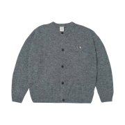 STU Round Neck Cardigan Grey with Pin Brooch 2ea