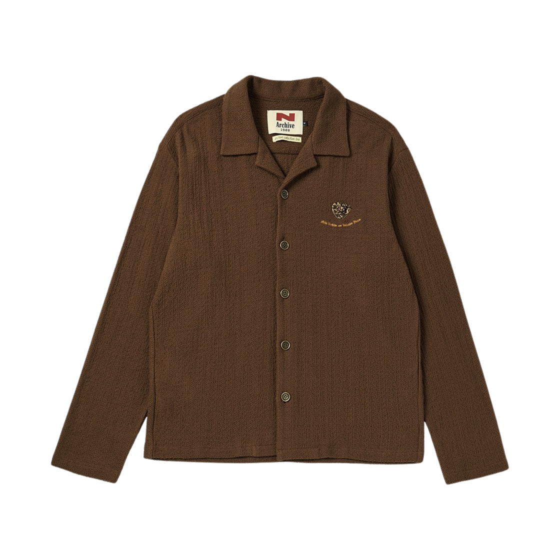 엔 아카이브 빈티지 메달 로고 니트 셔츠 브라운