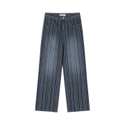 Waviness Drizzle Stripe Denim Pants Indigo Blue