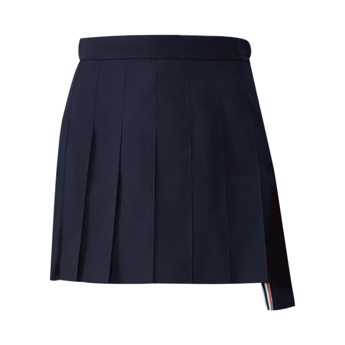(W) 톰브라운 스쿨 유니폼 플레인 위브 그로그랭 스트라이프 드롭 백 플리츠 미니 스커트 네이비