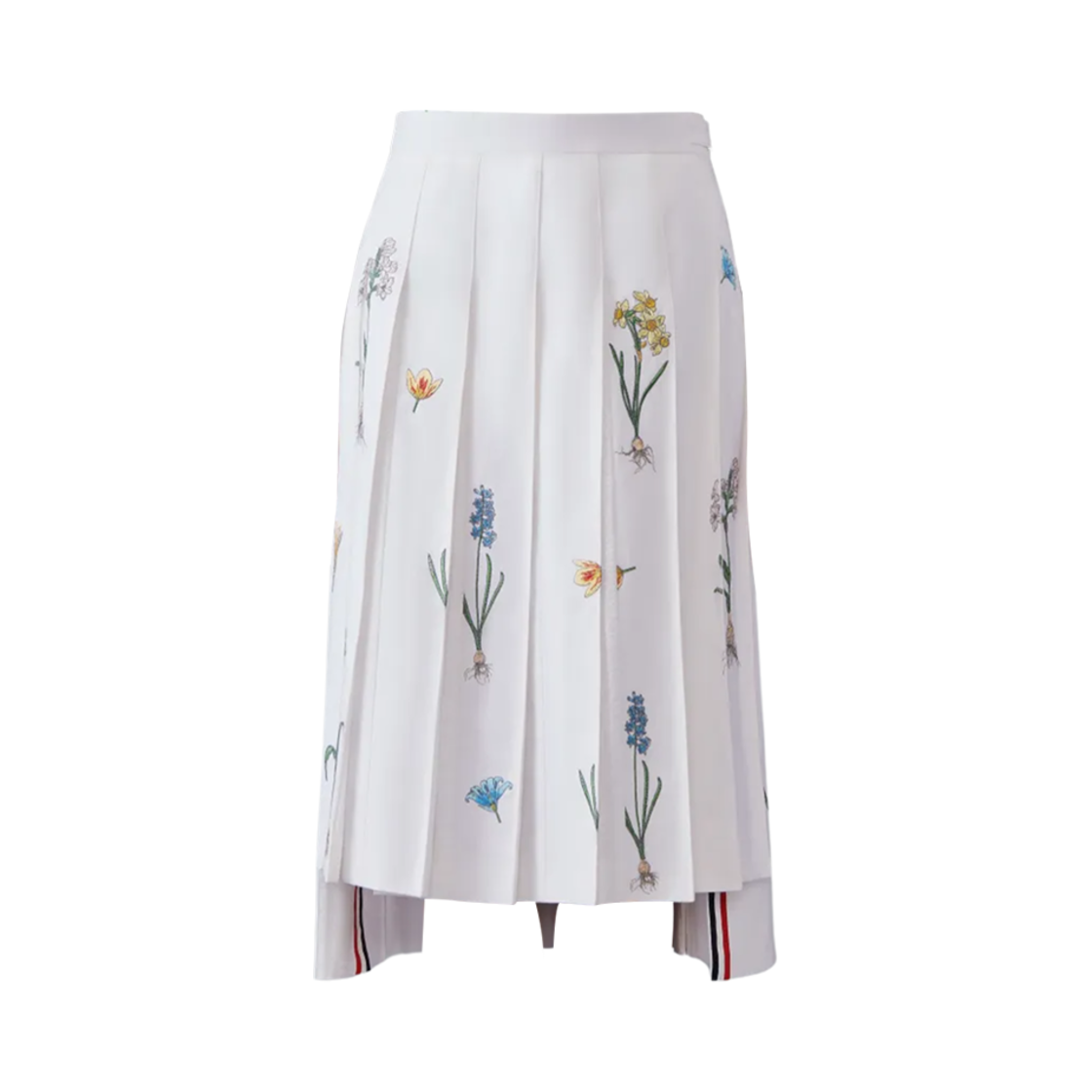 (W) 톰브라운 플라워 자수 미디 스커트 화이트((W) Thom Browne Flower Embroidery Midi Skirt White) - 1