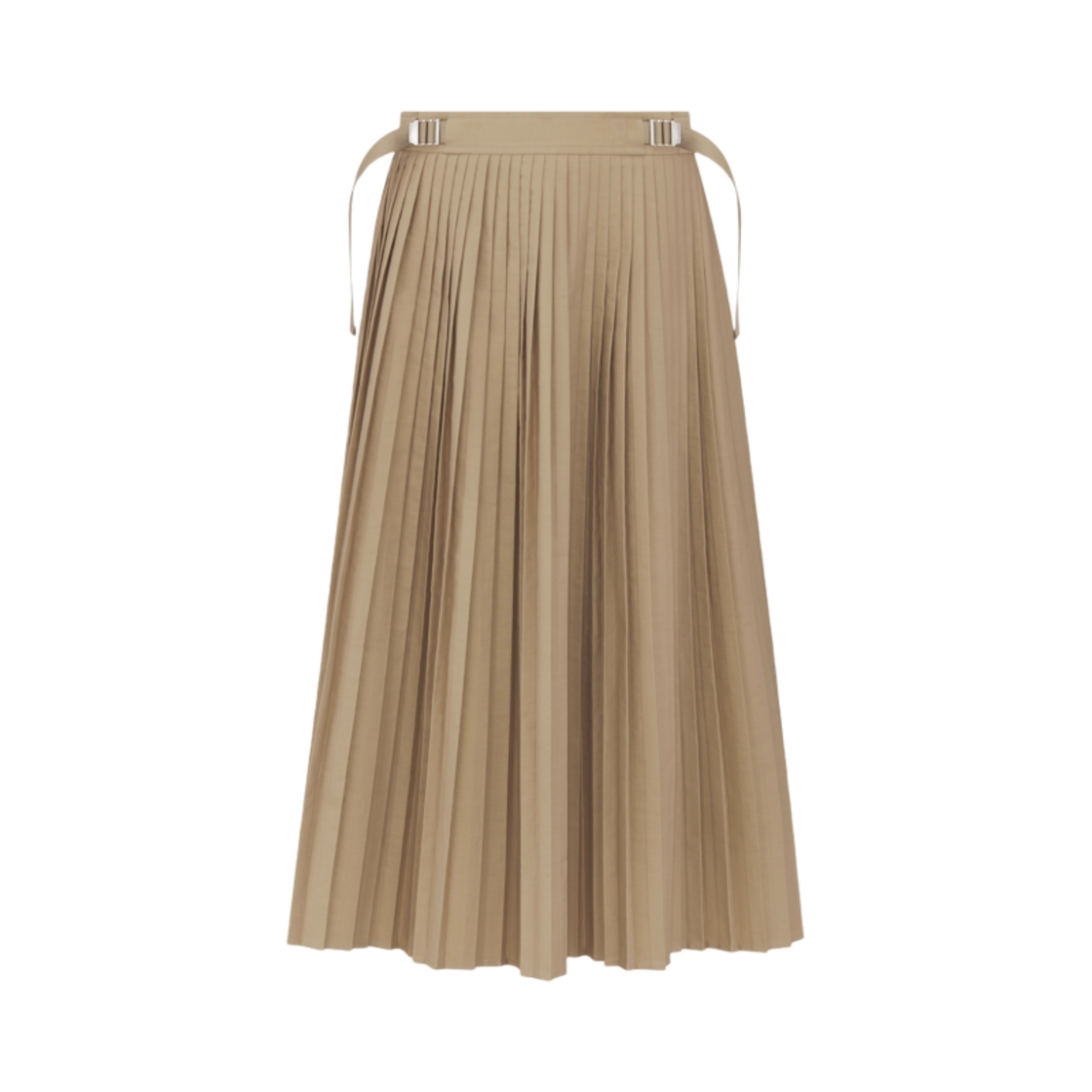 (W) 디올 코튼 개버딘 플리츠 미드 렝스 스커트 베이지((W) Dior Cotton Gabardine Pleated Mid Length Skirt Beige) - 1
