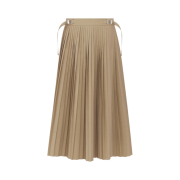 (W) Dior Cotton Gabardine Pleated Mid Length Skirt Beige