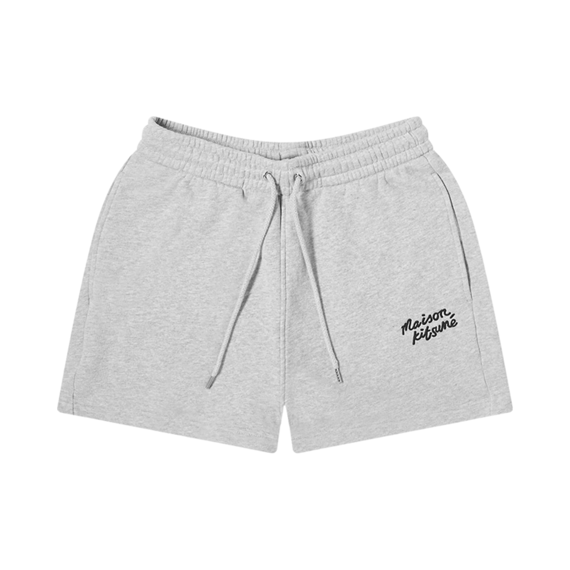 (W) 메종 키츠네 핸드라이팅 레귤러 조그 쇼츠 라이트 그레이 멜란지((W) Maison Kitsune Handwriting Regular Jog Shorts Light Grey Melange)