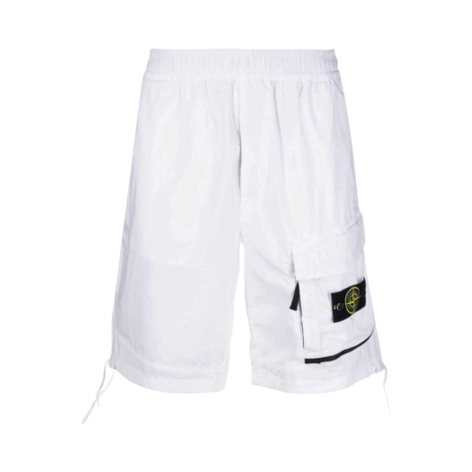 Stone Island L0703 Stretch Cotton Tela Paracadute Garment Dyed Bermuda Shorts White - 22SS