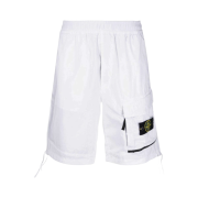 Stone Island L0703 Stretch Cotton Tela Paracadute Garment Dyed Bermuda Shorts White - 22SS