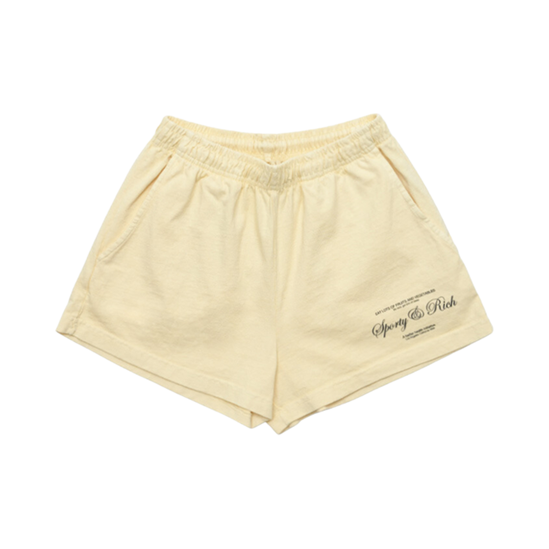 SH864AL Sporty & Rich Script Logo Shorts Almond Black