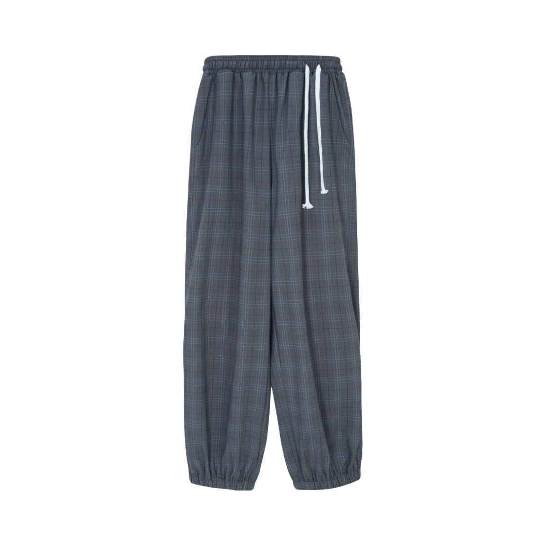 HR25SUMMER19 Hono Report Easy Big Rope Pants Gray Check