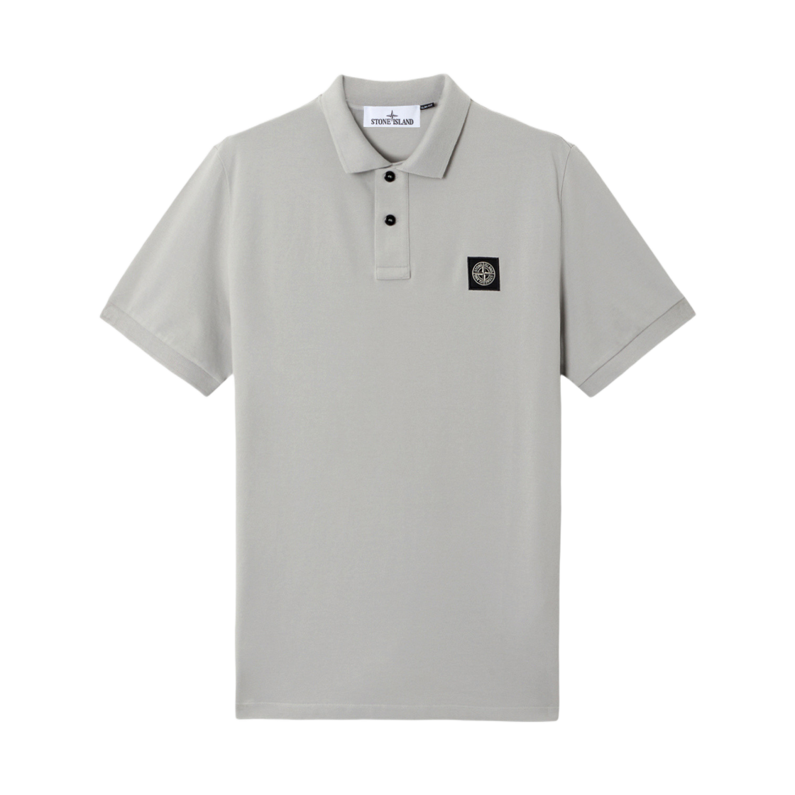 K1S1522002-SCS0017-V0061 Stone Island 22002SC Organic Cotton Elastane Pique Slim Fit Polo Shirt with Compass Patch Pearl Grey - 25SS