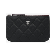 Chanel Classic Mini Pouch Grained Calfskin & Silver Black