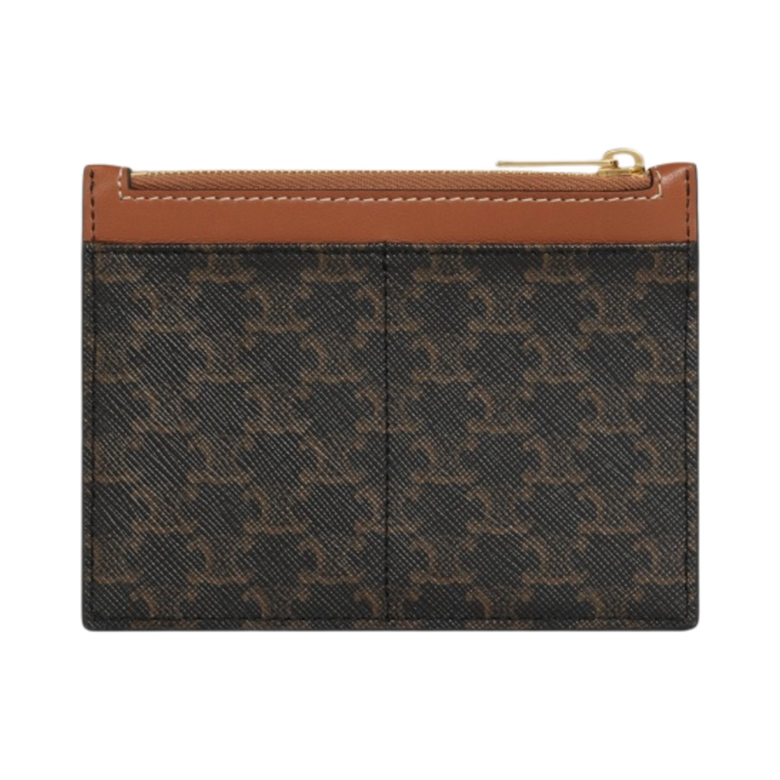 셀린느 트리옹프 캔버스 & 램스킨 지퍼 퍼스 셀린느 프린트 탄(Celine Zipped Purse in Triomphe Canvas and Lambskin with Celine Print Tan) - 2