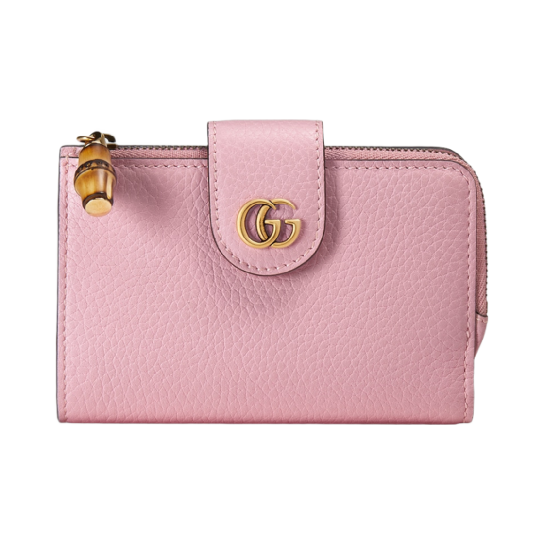 739498-AABXM-5823 Gucci Medium Double G Wallet with Bamboo Pink Leather
