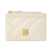 Louis Quatorze L-Quilting Leather Zip Card Wallet Beige