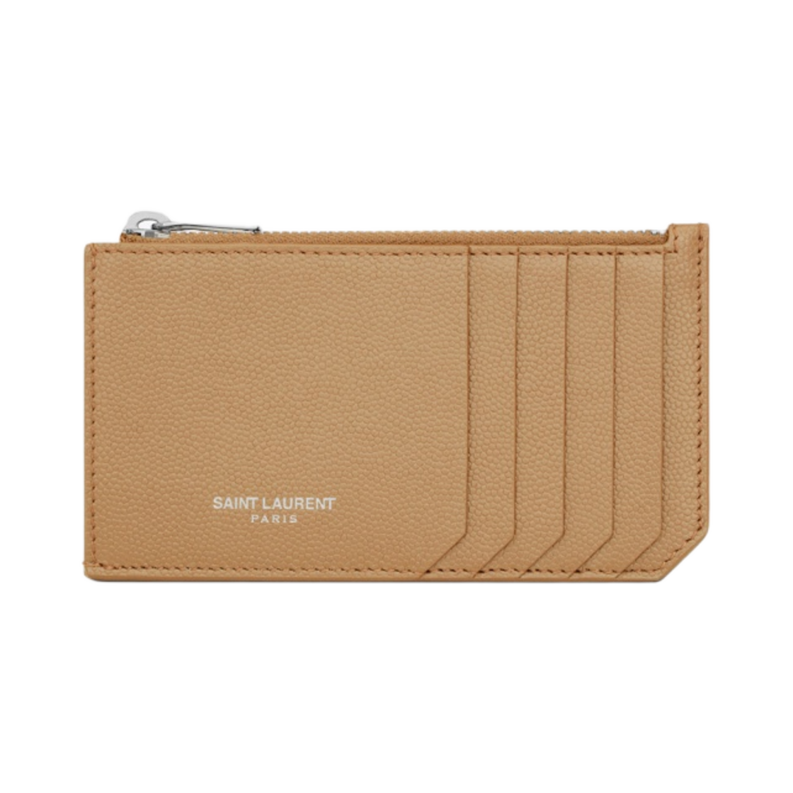 생로랑 그랑 드 뿌드르 엠보스드 레더 파리 프라그먼트 지퍼 크레딧 카드 케이스 티크 우드(Saint Laurent Paris Fragment Zipped Credit Card Case in Grain de Poudre Embossed Leather Teak Wood) - 1