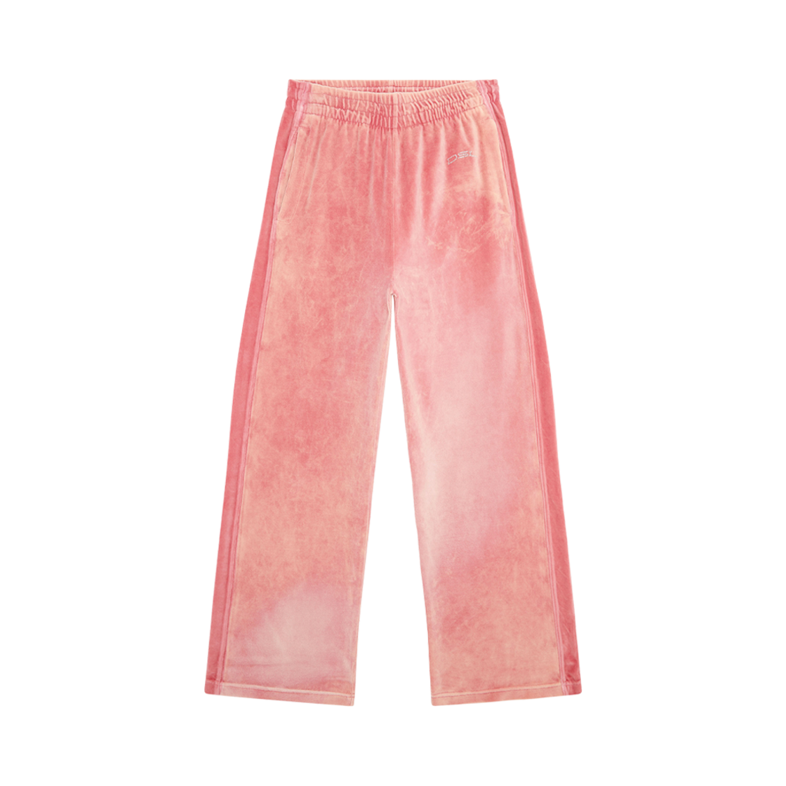 A125090AKAJ-3CI (W) Diesel P-Martyn Acid-Wash Chenille Wide-Leg Sweatpants Pink