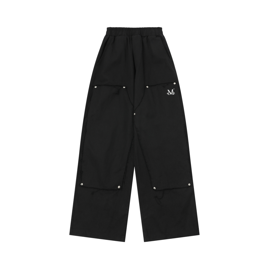 무센트 더블니 데미지 디테일 페인터 워싱 밴딩 팬츠 블랙(MUCENT Doubleknee Damage Painter Washing Pants Black)