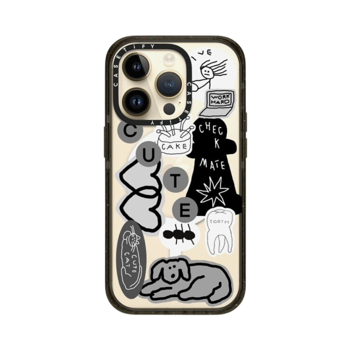 케이스티파이 아이폰 이나피 스티커 01 맥세이프 임팩트 케이스 클리어 블랙(Casetify iPhone Inap Sticker 01 MagSafe Impact Case Clear Black) - 3