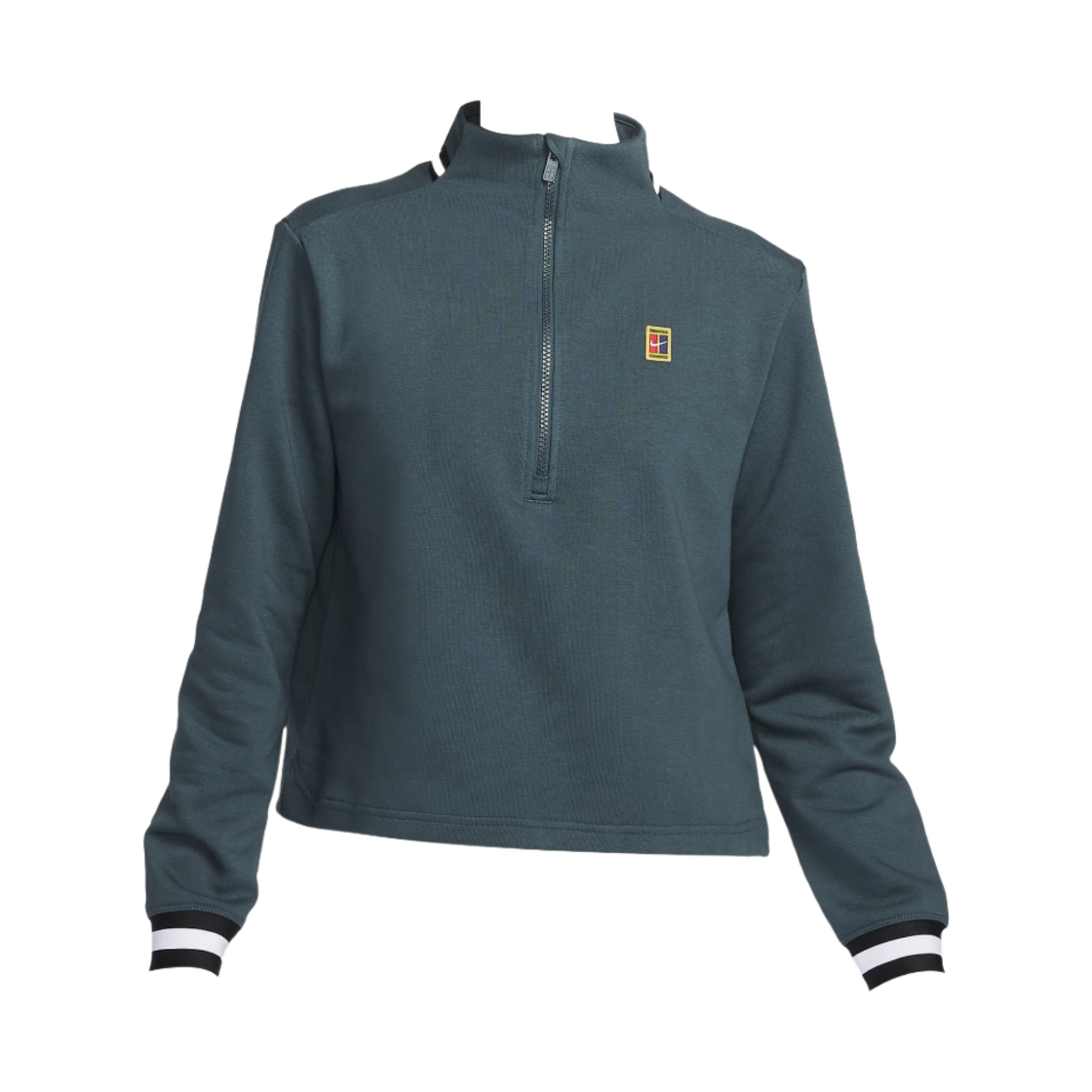 FB4152-328 (W) Nike Court Dri-Fit Heritage French Terry Tennis Top Deep Jungle - Asia