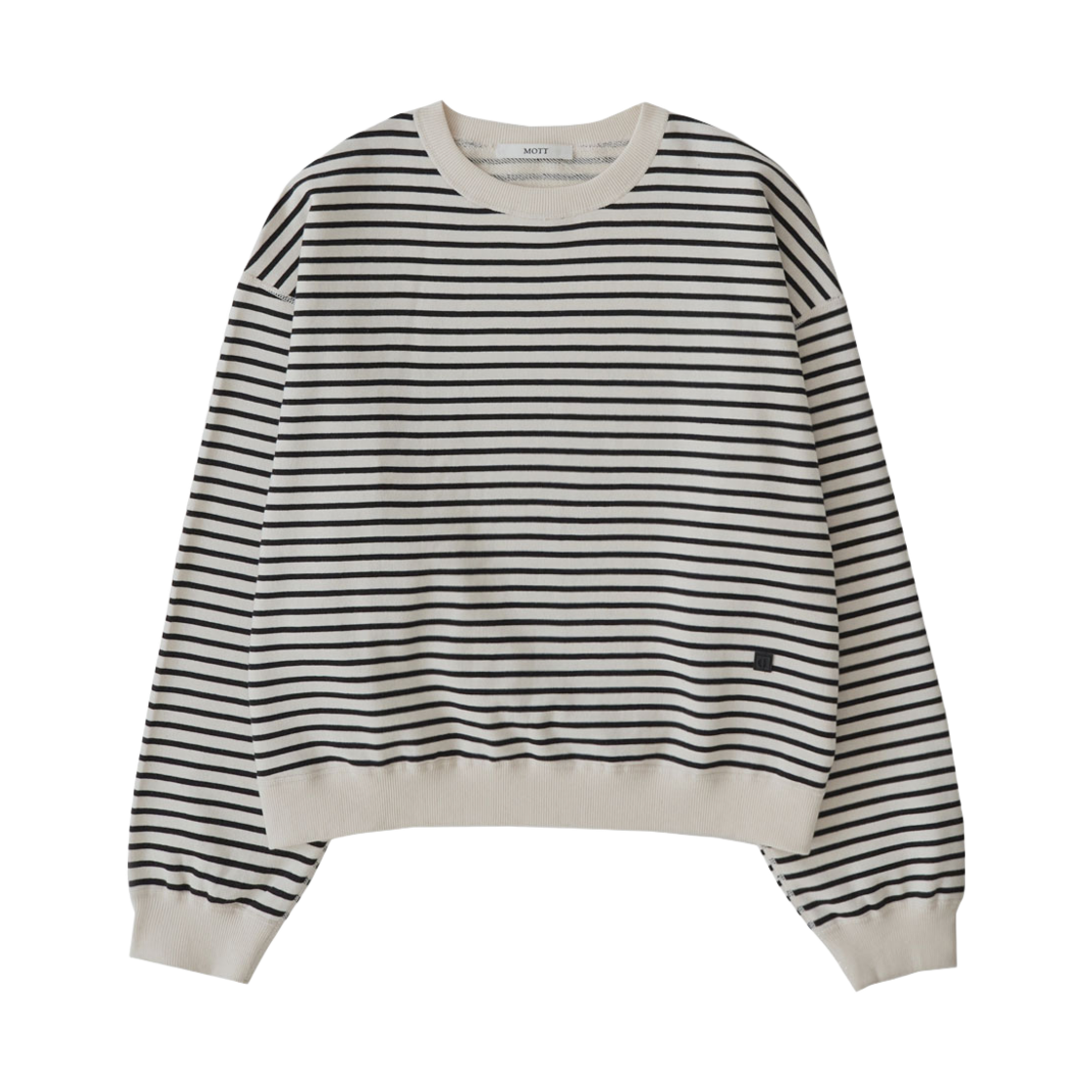 MT 2DS CS SIV F SS Mott Stitch Sweatshirt Stripe Ivory